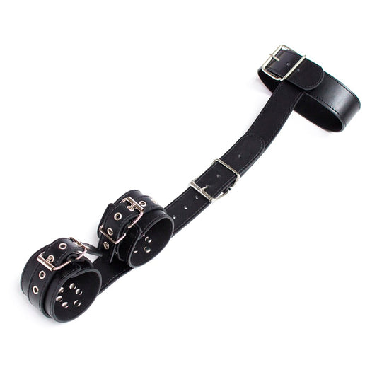 Adult products leather backhand neckcuffs